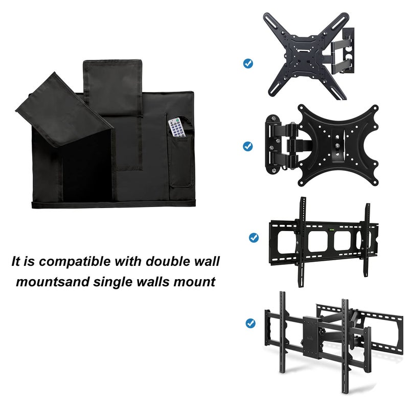 iBirdie Outdoor TV Cover 48 to 50 inch Weatherproof, Cover Size 47.5''L x 30''H, Waterproof for Outside Flat Screen 48 to 50 inch TV, Black, 600D Thick Fabric Screen Protector with Bottom - Image 4